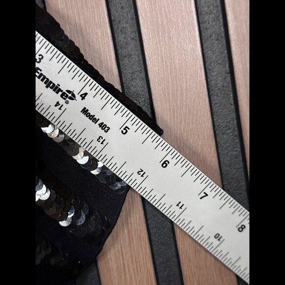 New French Connection Dress 2 / XS Womens Black Sequin Mini Short Sleeve Shift - Picture 5 of 8